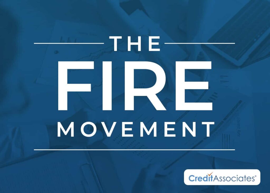 Blue background with "The FIRE Movement" written.